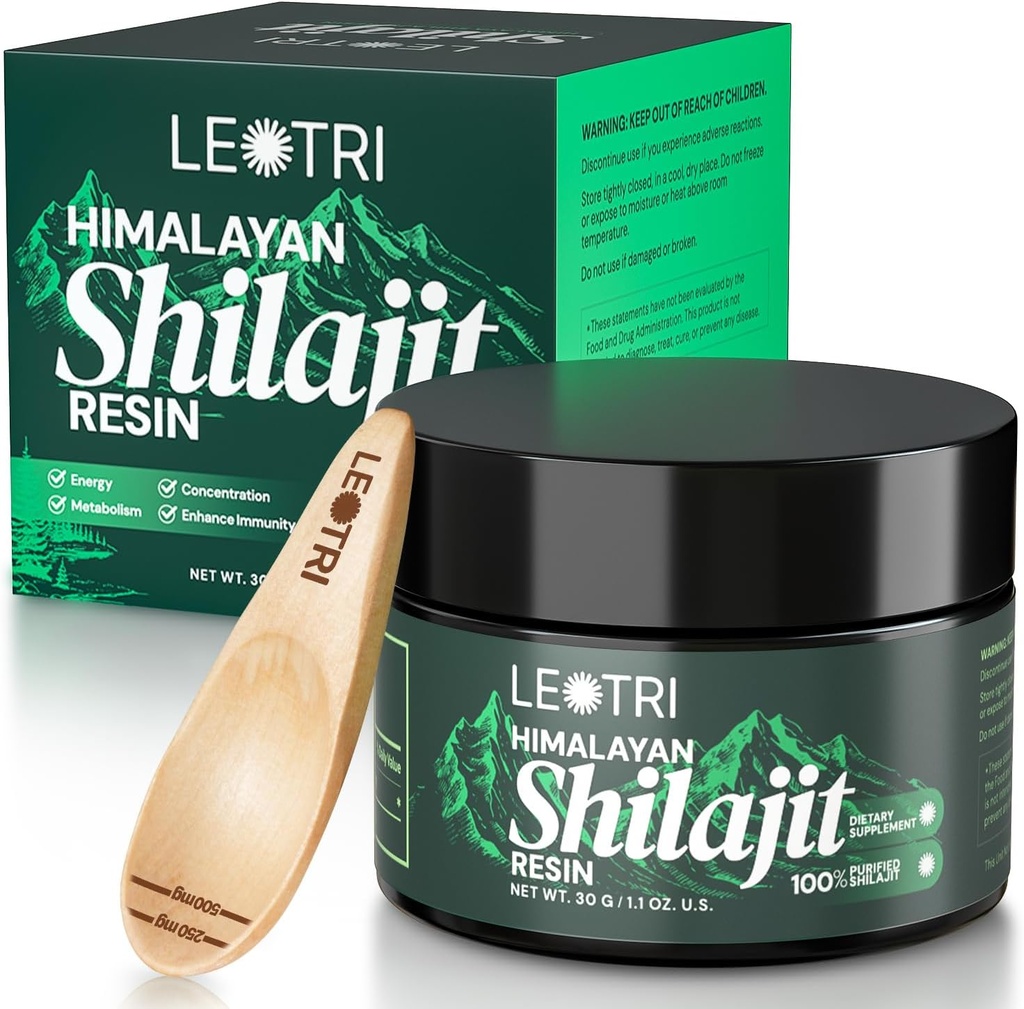 Shilajit ren Himalayan Organic Shilajit Resin: Authentic Fulvic Acid med 85+ Trace Minerals - Gold Grade Natural Siberian Shilajit Supplement for energi Immun støtte, 1.1 OZ