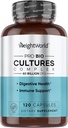 VektWorld Bio Cultures Complex - Probiotiske for kvinner og menn - tredjeparts lab testet - 120 Vegan Capsules (2 måneders forsyning) - 60 milliarder CFU med 20 probiotiske strimler - Vegan, ikke-GMO & Glutenfri