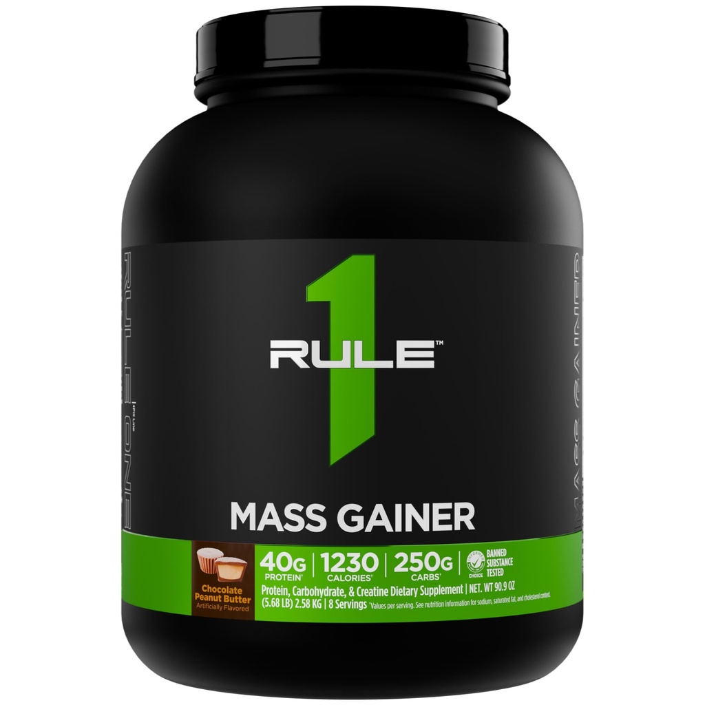 Regel 1 Mass Gainer - høy-kalori vekt gevinst formel med 1,220 + kalorier, 250g + kompleks carb blanding, 40g all-whey protein per servering (8 serveringer, sjokolade peanut smør)