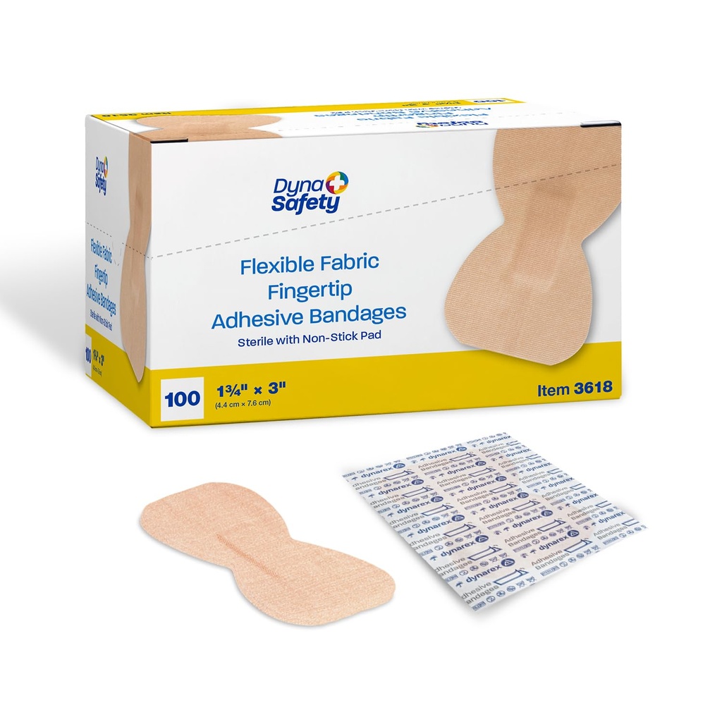 Dynarex stoff kleslige bånd - Sterile og fleksible stoff bandages for sår - ikke-stick pads - Individuelt byttet førstehjelpsutstyr - No Latex - 1-3/4x3", 1 boks 100