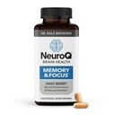 NeuroQ Memory & Focus | Formulert av nevrolog Dr. Dale Bredesen | Adresser alle 4 årsaker til kognitiv dekline | Ginkgo Biloba, Fosfatidyserin, Gotu Kola, Kaffefrukt, Turmeric & Propolis
