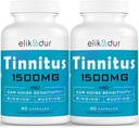1500 MG Tinnitus for ringe ører, Tinnitus Supplement for ørering, proprietær herbal blanding, øre tinnitus for kvinner, (60 Caps, 2-Pack)
