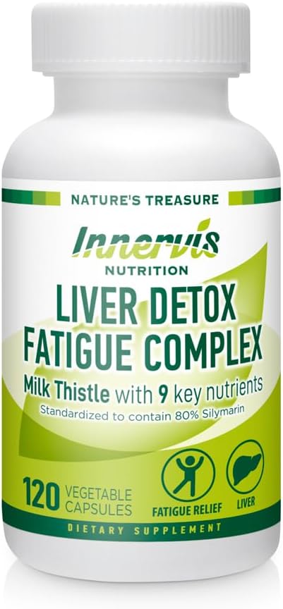 Liver Detox & Energy Support – Melk Thistle + 9 Nøkkelingredienser, Metabolisme og leverhelse, 120 Veg Kapsler | Innervis ernæring