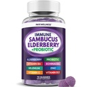 Elderbær Gummies immunstøtte, daglig støtte for barn og voksne*, med Sambucus Elderberry, sink, vitamin C, D3, B6, B12, Plus - Dietary Supplement - 70 Count