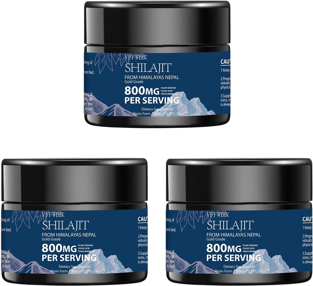 800mg Shilajit ren Himalayan Organic Shilajit Resin-Gold Grade Shilajit for menn og kvinner med 85+ Trace Minerals & Fulvic Acid-100% Naturlig Shilajit Supplement for energi og immunstøtte -50 gram