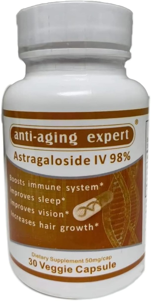 Micronisert Astragaloside IV 98% 50 mg, Telomere kosttilskudd -Astragalus Root Extract, støtte immunsystem og antioksidant støtte, 30 Vgen kapsler