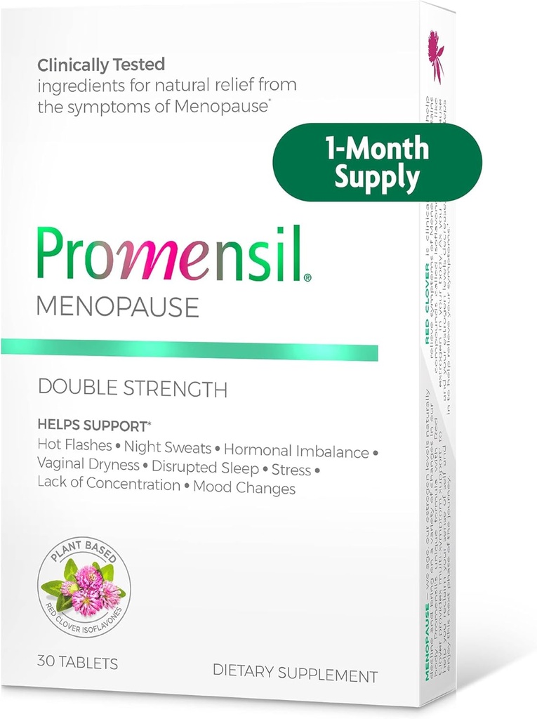 Promensil Menopause dobbel styrke - Menopause Supplements for kvinner, Rød Clover Isoflavones, Hjelper Støtte Hot Flashes, Natt Svite, Restless - 30 greve