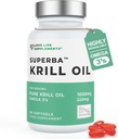Krill Olje Omega 3 Kapsler høy styrke 1000mg Ukrainsk Fisket i Antarktis | 60 Røde Softgels | Joint Care Kosttilskudd | med kraftig antioksidant Astaxanthin og Fosfolipider for absorpsjon