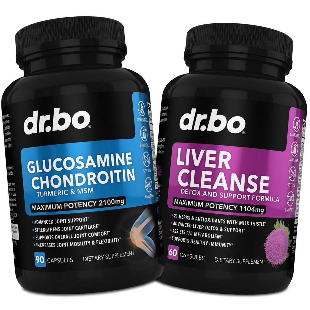 Glucosamine Chondroitin MSM Turmeric & Liver Cleanse Detox - Felles Helse Supplement Knoe Bone Joints, Liver Cleanse Detox Støtte - Felles støtte piller Glucosamin Sulfat Kapsler Supplements