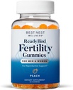 Best Nest Wellness Fertilitet Gummies - Prenatal Multivitamin til konseptstøtte - Næringstilskudd med metylerte vitaminer - Vibrant Helsestøtte med coenzym Q10 - Peach, 60 Gummies