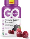 GO ORGANIC Dietary Immune Support Supplement Gummies | 60 greve | Eldrebær immunitet