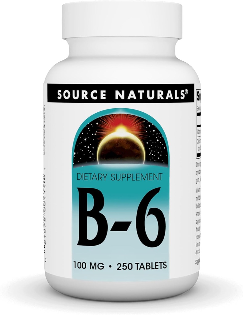 Kilde Naturals vitamin B-6, 100 mg immunsystemstøtte - 250 tabletter
