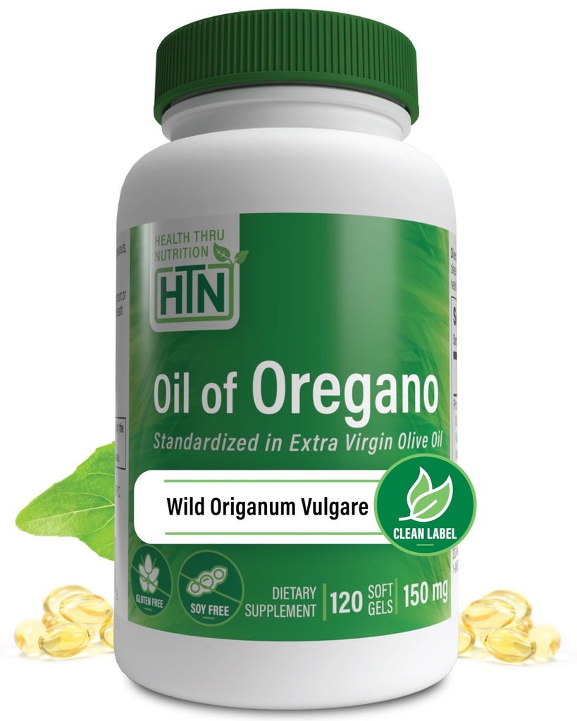 Olje av Oregano 120 Mini-Softgels | Wild Harvested  European Europeisk 40:1 Origanum Vulgare Ekvivalent med 600 mg Oregano i Extra Jomfru Olive Olje | Ikke-GMO Glutenfri | ved helse Thru næring (pakke av 120)