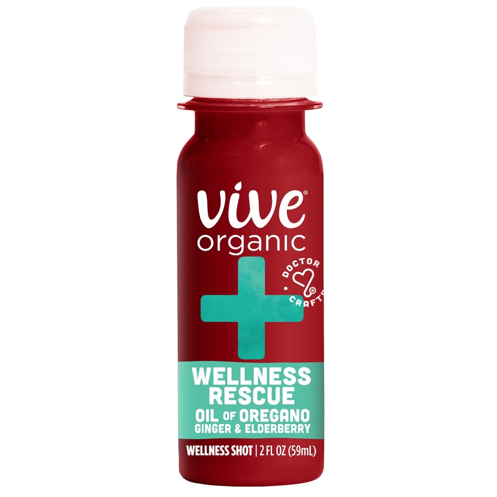 Vive organisk velvære Rescue Shot, Ginger, eldrebær og olje av Oregano, 2 Oz