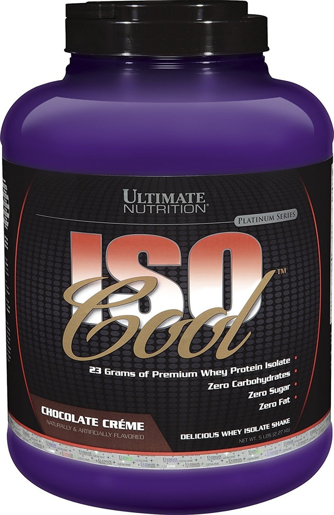 Ultimate Nutrition ISO Cool Whey Isolate Protein Powder - Keto-vennlig - Sukker, karbohydrater og fettfri - 23 gram protein Per servering, sjokolade, 5 pund