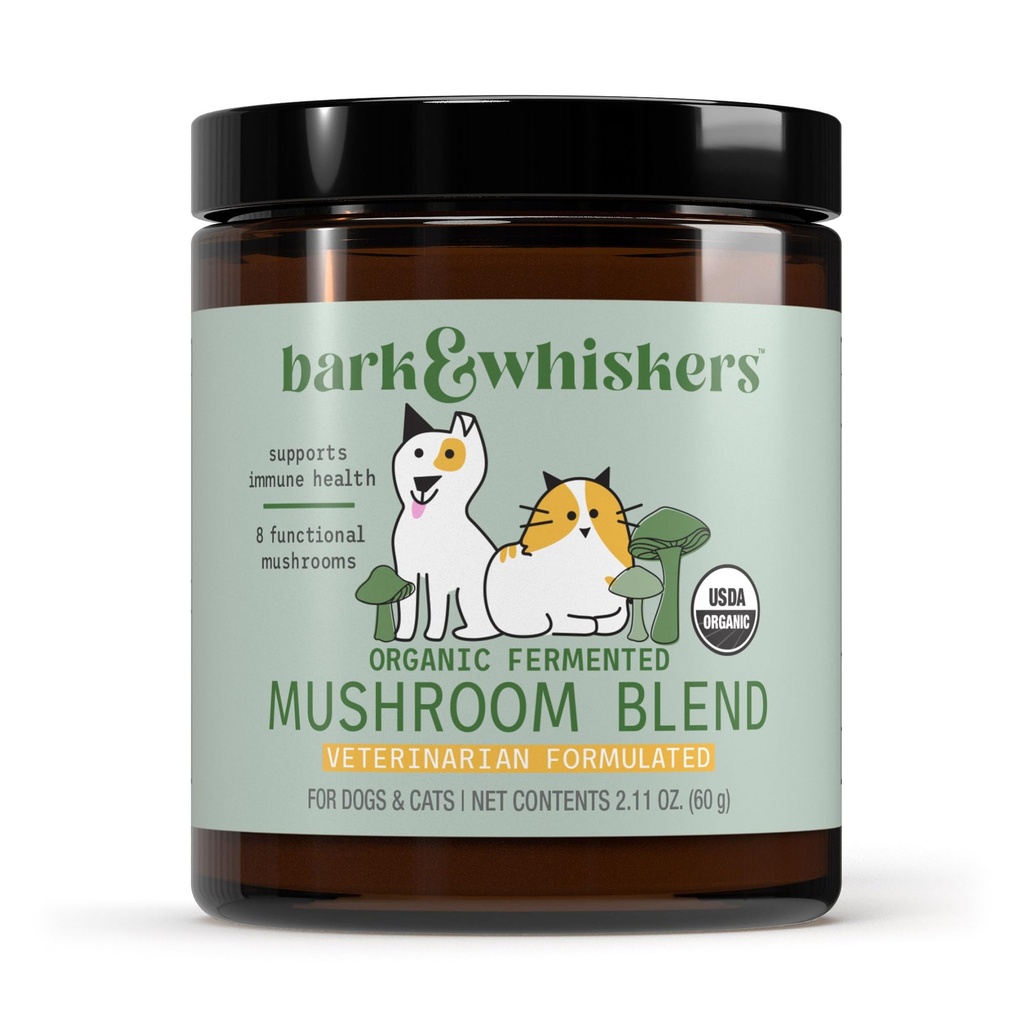 Dr. Mercola Bark & Whiskers Organic Fermented Mushroom Blend - Cat & Dog Supplement - støtter Digestive & Immune Health - Gratis fra tilsetningsmidler, Filler & Gluten - 2.11 oz. (60 Scoops)