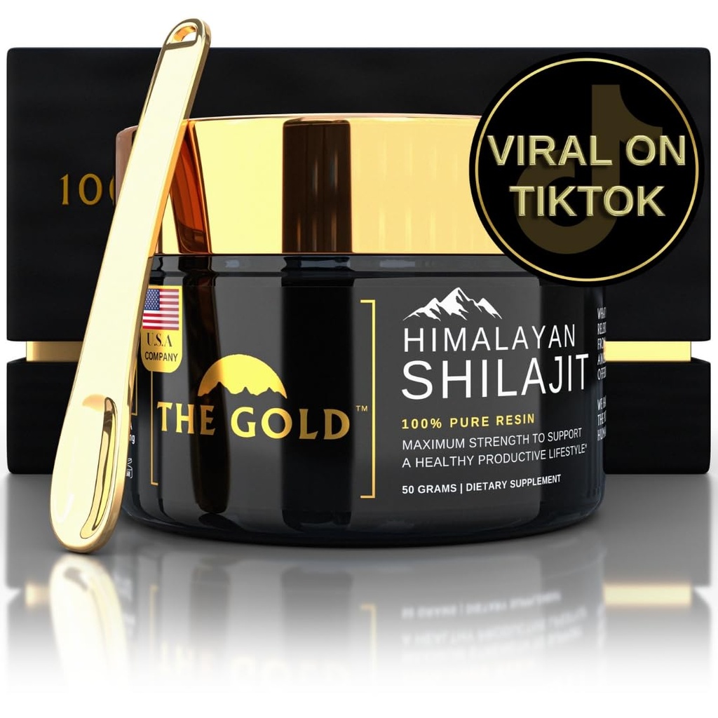 GOLD Shilajit Resin ® Shilajit ren Himalayan Organic Shilajit for menn og for kvinner Lab Test i USA Grade A+ Alt naturlig kosttilskudd med Fulvic Acid + Trace Minerals ® 50 gram 100 serveringer