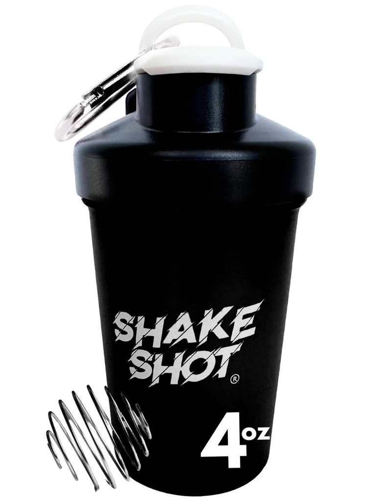 Svart - 4oz Mini Shaker flaske for pre trening, kreatin, små scoop kosttilskudd (ikke for protein) Clip & Shaker Ball