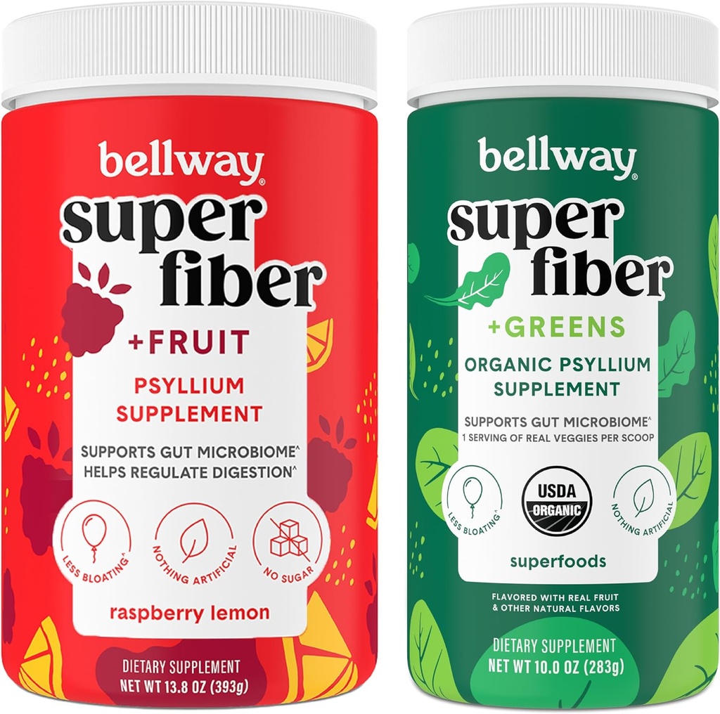 Bellway Super Fiber pulver + frukt, bringebær sitron Super Fiber + Grønn