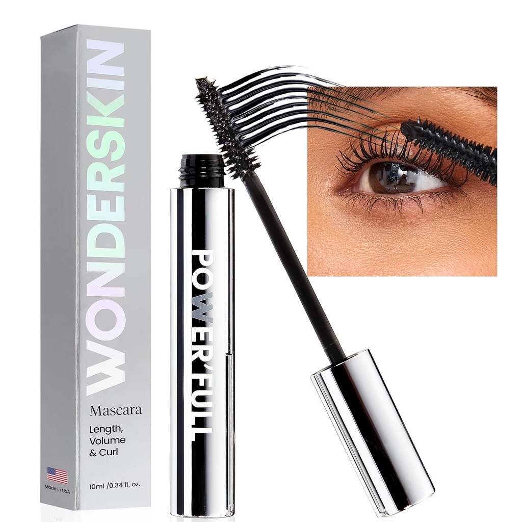Wonderskin Mascara - Black Mascara for volum, lengde og curl - Lengdelegging, Volumizing & Smudge Proof Lash Makeup