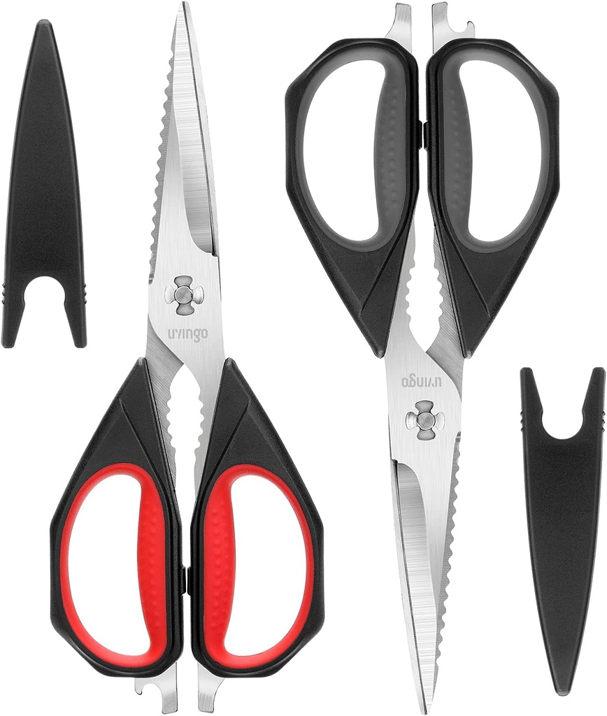 LIVINGO Kjøkken Scissors, 2 Pack 9.25 - Verktøy Alt formål Fjørfe Shears Heavy Duty Oppvaskmaskin trygt, Kom Apart Sharp rustfritt stål matlaging matsekker for å kutte kjøtt, kylling, grønnsaker, fisk