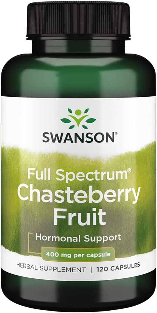 Swanson Chasteberry frukt - Herbal kosttilskudd fremme kvinners helse & Menopausal & Menstruell støtte - kan støtte balanse og hud helse - (120 kapsler, 400 mg hver)