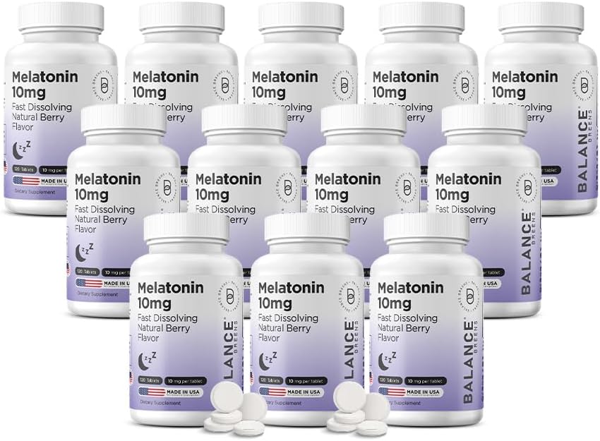 Balancebreens Melatonin 10mg Fast-Dissolve, 120 tabletter – Naturlig søvnhjelp for hvilefulle natter, narkotika-fri støtte for avslapning og trankvilitet