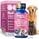 Vekt & Thyroid støtte for hunder og katter, Naturlig løsning for sultekontroll, metabolisme støtte, Optimal Thyroid funksjon, Effektiv hund & katt vekttap, 400 Odorless, smaksløse piller