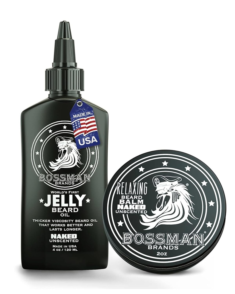 Bossman Beard olje Jelly og avslappende Beard Balm Combo-Nake Sent