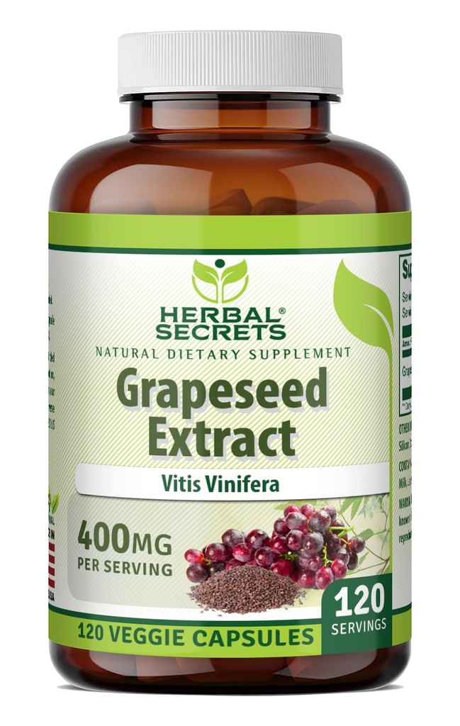 Herbal Secrets Grapefrø Ekstrakt 400 mg 120 Veggie kapsler Supplement - Ikke-GMO - Glutenfri