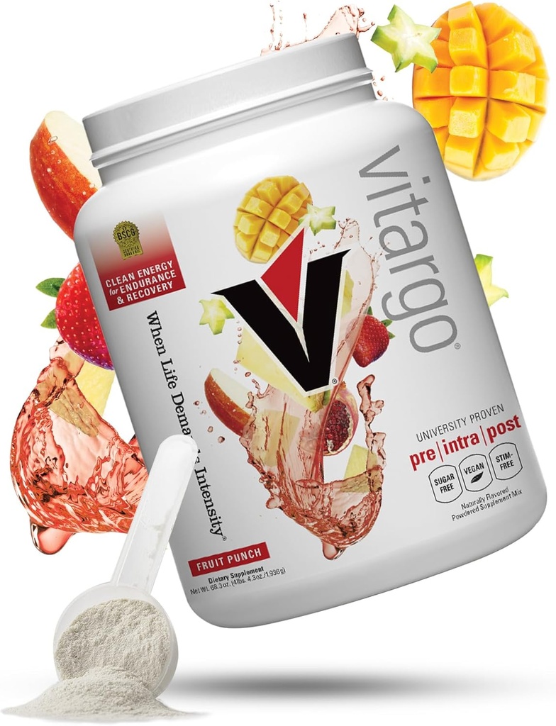 Vitargo Carbohydrat pulver, 2X raskere sammensmelting, 4.4 LB fruktpunch, ingen blome, ingen krasj, Pre, Intra & Post, sukkerfri kompleks karbohydrat pulver for gjenoppretting, utholdenhet og muskel gevinst, laget i USA