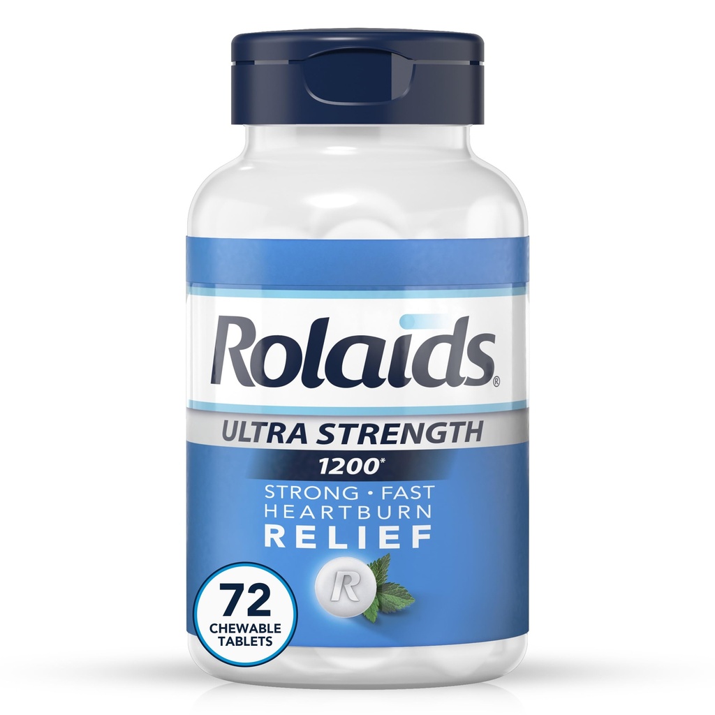 Rolader Ultra Styrke Antacid Chewable Tabletter, Mint, 72-talls