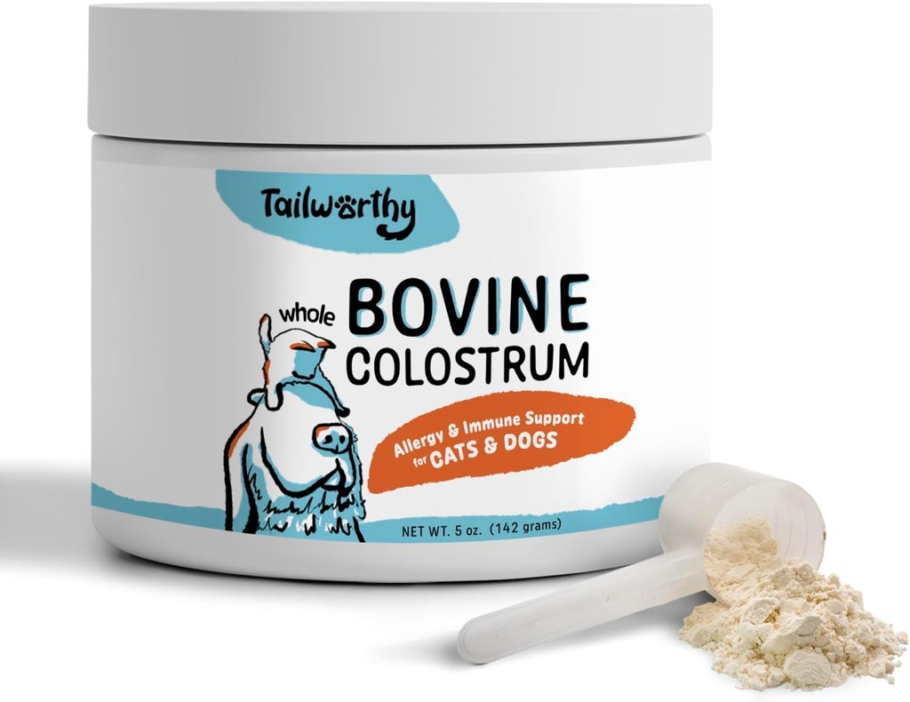 100% Bovine Colossrum for hunder og katter, allergi og immun støtte, 60 serveringer, ikke-GMO, Glutenfri for mer energi, velvære og sunnere digestion