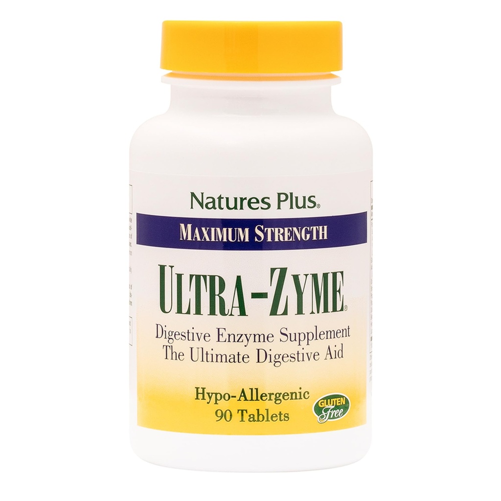 NaturesPlus Ultra-Zyme - 90 tabletter - Enzyme Supplement for å støtte Sunn Digestion - Glutenfri - 45 Services