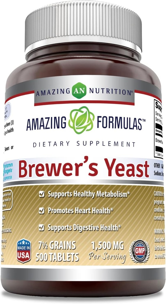 Amazing Formler Brewers Yeast 1500mg Per servering 500 tabletter Supplement | Ikke-GMO | Glutenfri | laget i USA