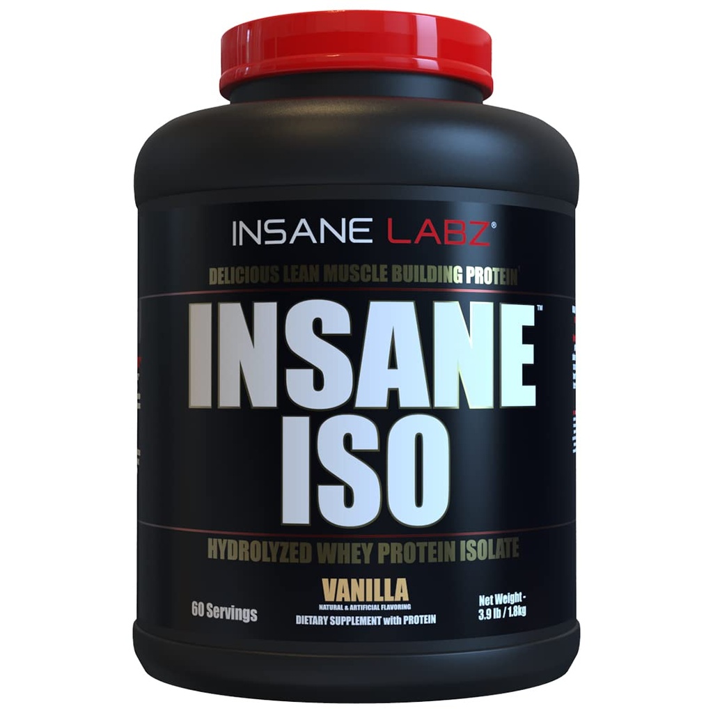 Insane Labz Insane ISO Whey Protein pulver med 25 g hydrolysert Whey-isolat, 60 serveringer, Vanilla