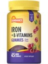 Sunance Iron Gummies Plus B-Vitamins | 45 Vegan Gummies | Grape Flavor | Vegansk, ikke-GMO, og Glutenfri Supplement