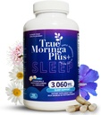 True Moringa Plus+ søvnstøtte Supplement 10:1 Ekstrakt | 20 000mg organisk Moringa, kamille, lidenskapsblomster, Valerisk rot, Hibiscus for avslapping | Naturlig søvnhjelp for voksne (150 kapsler)