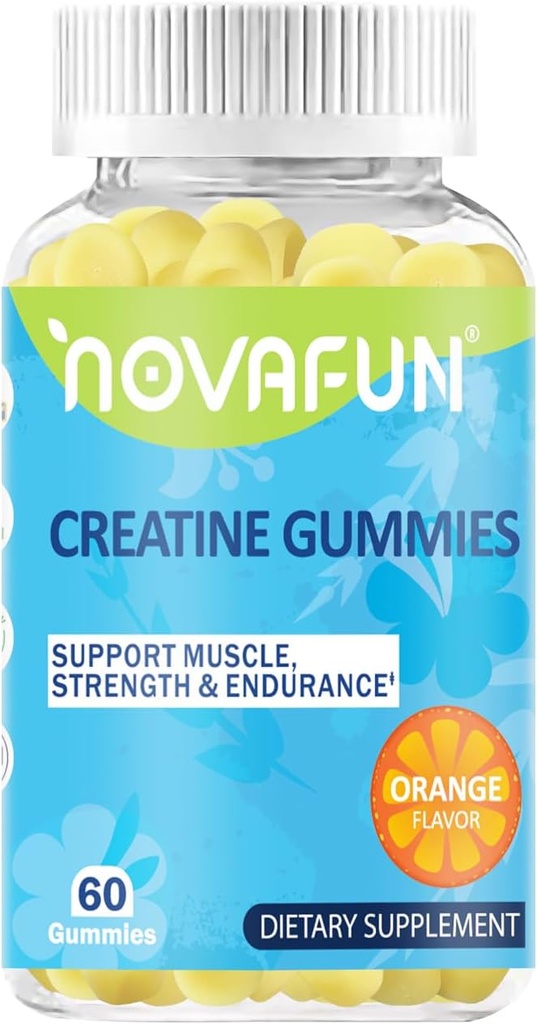 Kreatin kosttilskudd, 1500mg Kreatin Monohydrat for muskel styrke, utholdenhet, trening ytelse, vegetarisk og glutenfri, oransje flavor, 60 greve