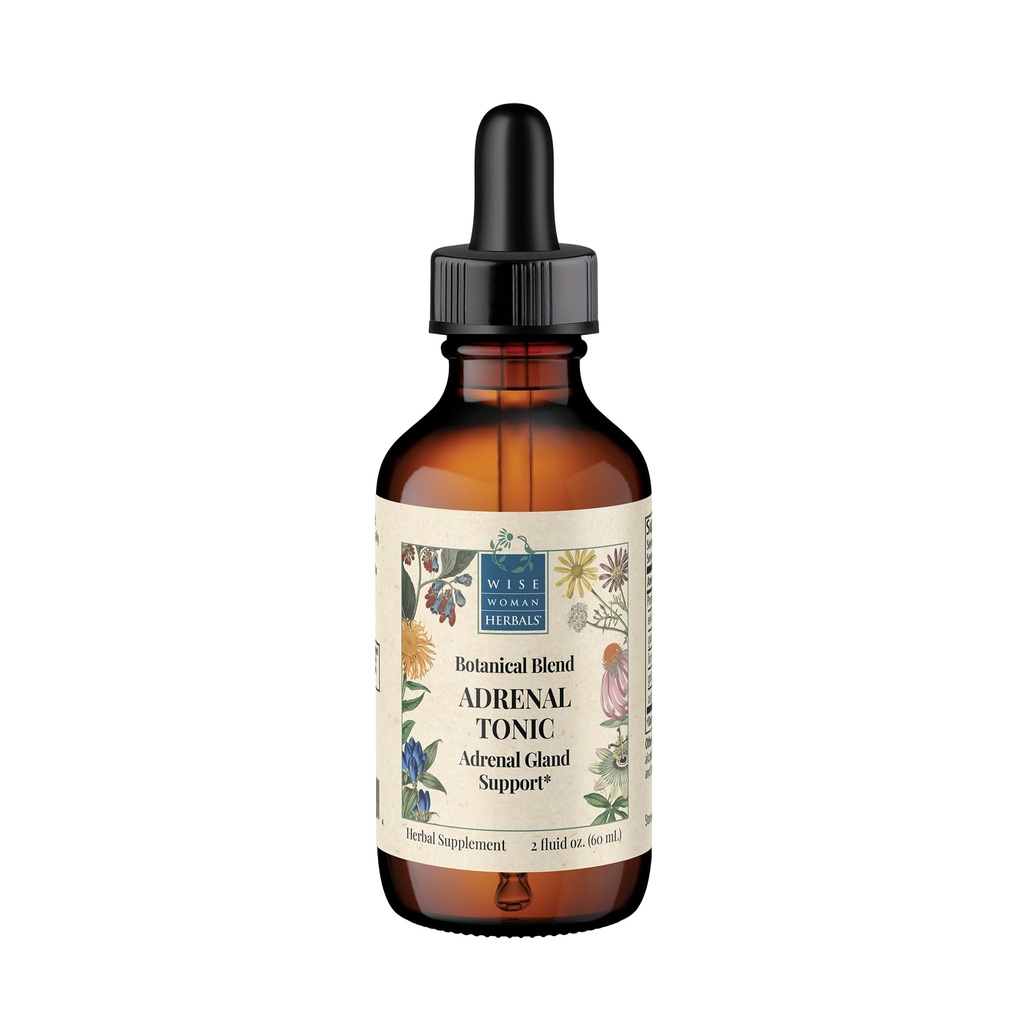 Wise Woman Herbals Adrenal Tonic Liquid Extract, Herbal Adaptogen Blanding med Eleuthero, Ashwagandha & Liconic, støtter sunn adrenal funksjon, energi, Stamina, Stress & Focus, Non-GMO, 2 Fl Oz