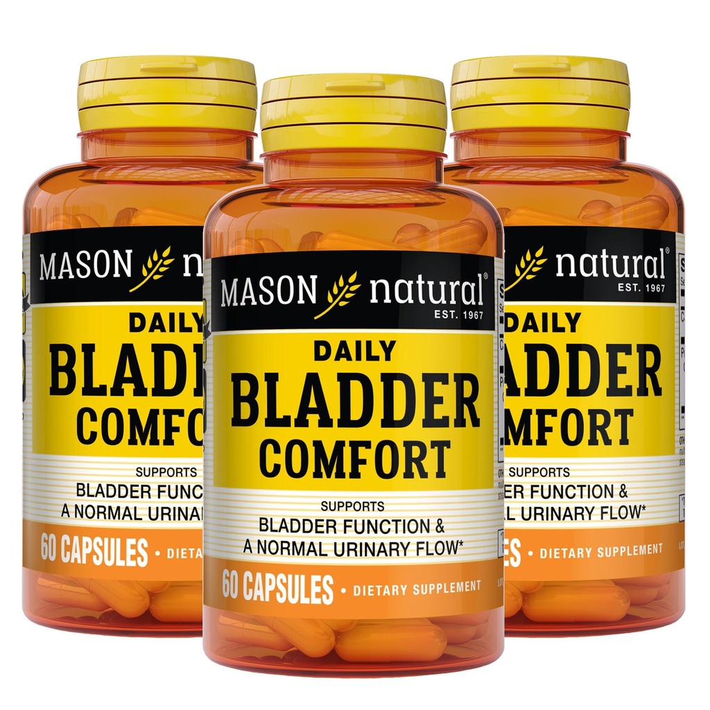 Mason Natural Daily Blader Comfort, 30-dagers levering, med kalsium, pumpefrø, og soya Germ å støtte normal bladder funksjon, 60 kapsler (pakke med 3)