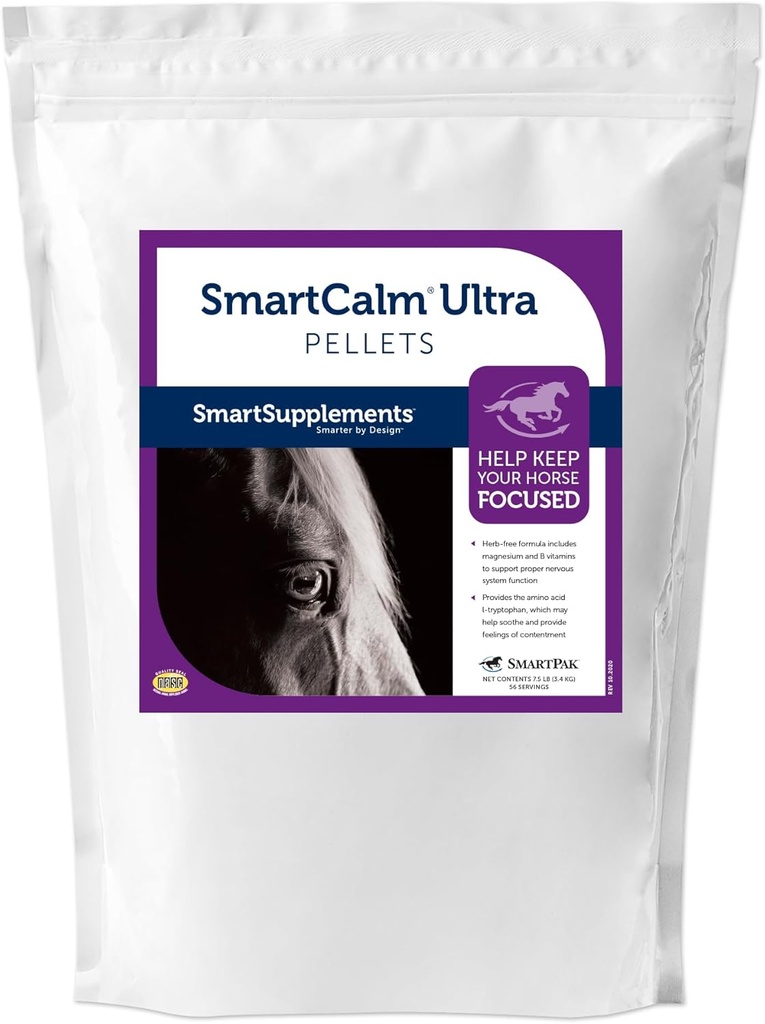 SmartCalm Ultra Pellets | Calming Horse kosttilskudd | med ingen tilsatt urter eller sukker | Equine Supplement | Hjelper Minimere Overdreven Skittishness | 56 Serveringer | 7,5 lb Bag