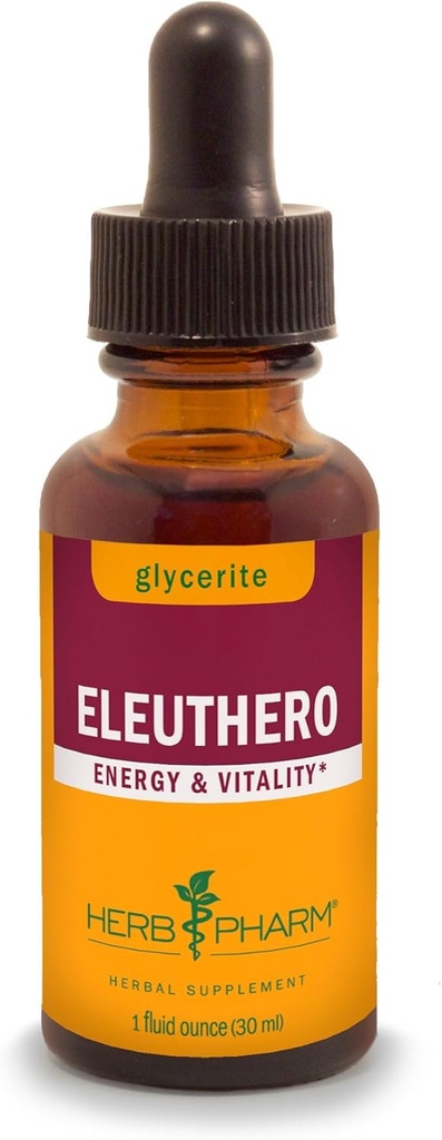 Herb Pharm Eleuthero rot flytende glyceritt for energi og utholdenhet, alkoholfri glyceritt, 1 Fl Oz
