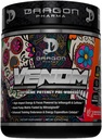 DRAGON PHARMA Venom Extreme Potens Pre-Workout, Laser Sharp Focus + Energi, Intense ytelse, Proven ingredienser for forbedret vasodilation og utholdenhet (40 Serveringer, Mangonada)