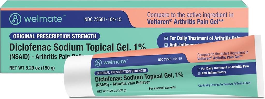 WELMATE - Diclofenac Natrium Topical Gel 1% (5,29 oz) - Arthritis Smerte Relief & Mobility Aid
