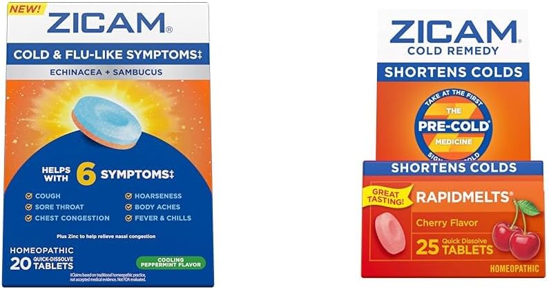 Zicam Cold & Flue Symptomer 20 tabletter kalde remedy sink Rapidmelter 25 greve homøopatisk Cold Shorting Bundles