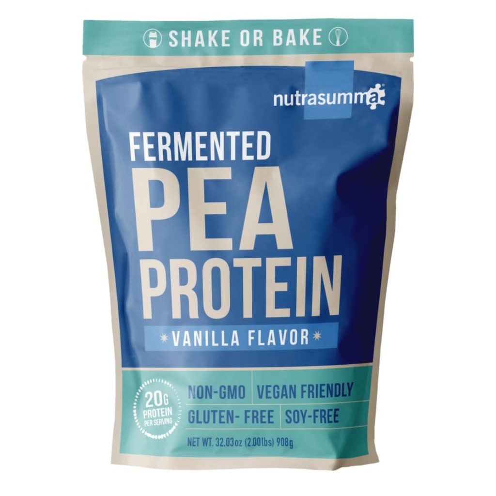 Nutrasumma Protein pulver, Vanilla Vegansk Flavor, 100% plantebasert, ingen kunstige søtstoffer, ikke-GMO, Glutenfri og soyafri, 2 LB