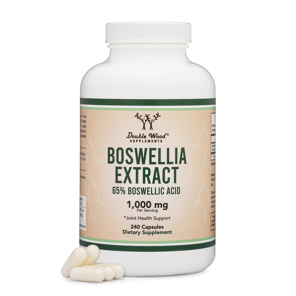 Boswellia Serrata - 240 kapsler (maks styrke 1000 mg 65% Boswellic Acid Extract) Boswellia Extract Capsules (Joint Support Supplement for felles helse) Tredjepart testet av Double Wood