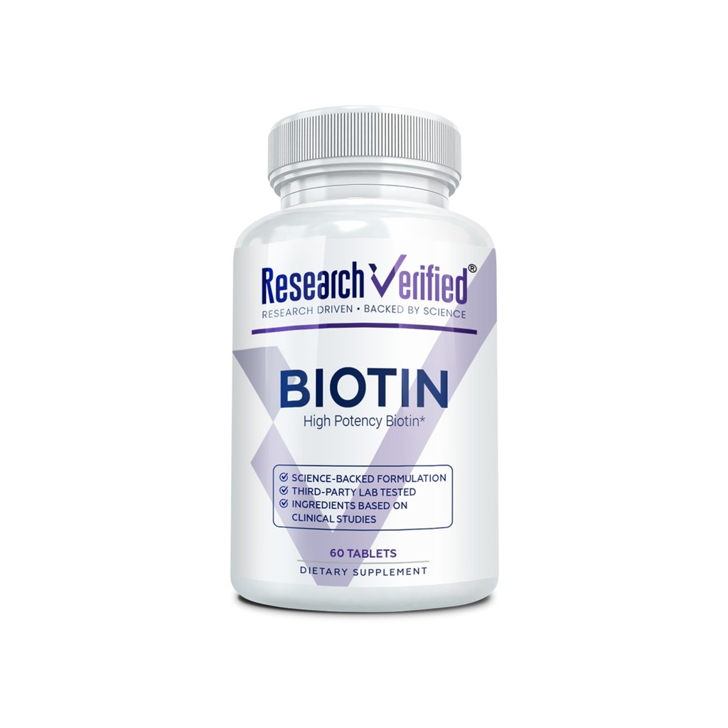 Forskning Bekreftet Biotin – ren biotin ekstra styrke 10.000mcg for forbedret hår, hud og negle helse - 60 Vegan tabletter, laget i USA