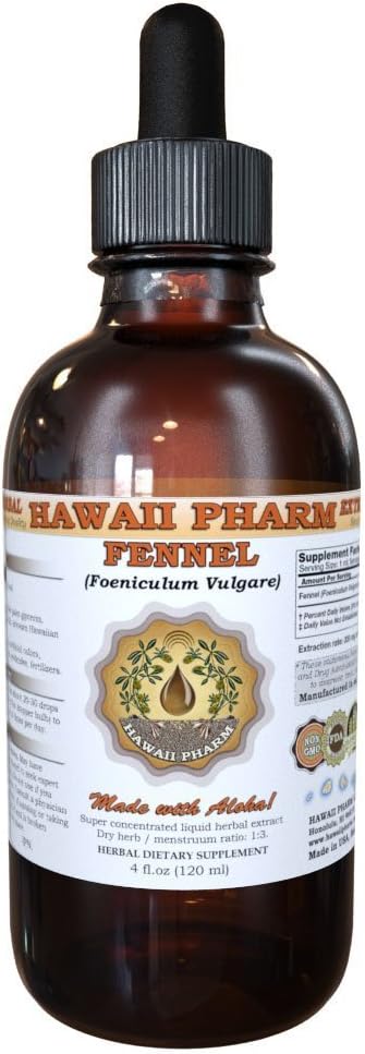 Hawaii Pharm Fennel Flytende Ekstrakt, Fennel (Foniculum Vulgare) Frøpulver Tinktur Supplement 2 oz
